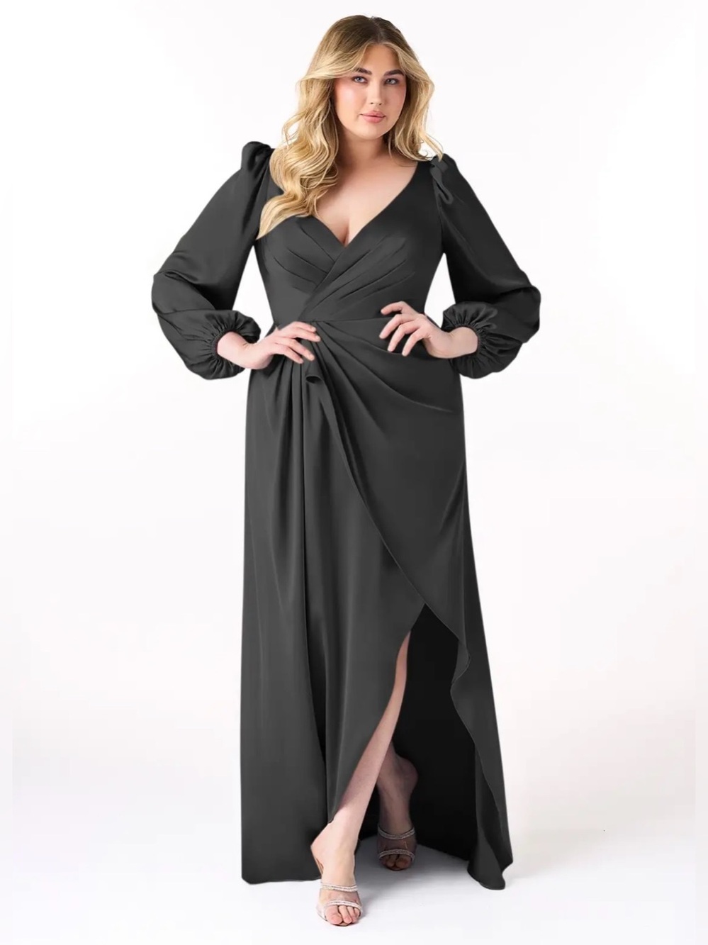 NWT Azazie Mel size 20 black satin bridesmaid dress formal black tie wedding